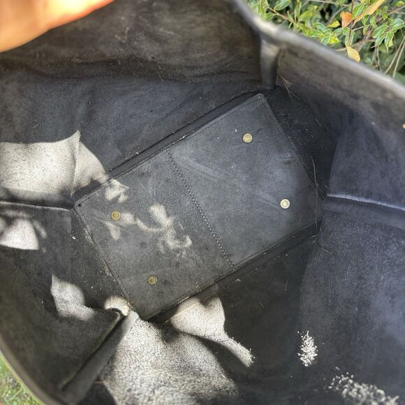 Vintage Dooney & Bourke USA Black All Weather Leather Tote Bag Brass Feet Purse - Picture 5 of 11